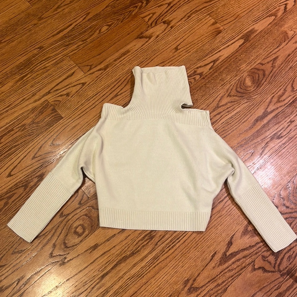 Lovers + Friends Woman’s Cream Turtleneck Cut Out Sweater Size S